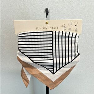 Striped Scarf | Black, White, & Tan 🤎